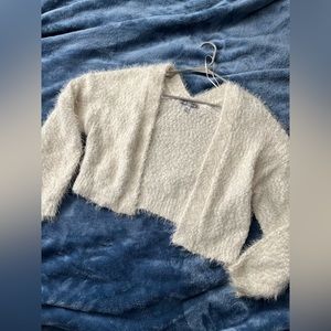 Fuzzy white cardigan